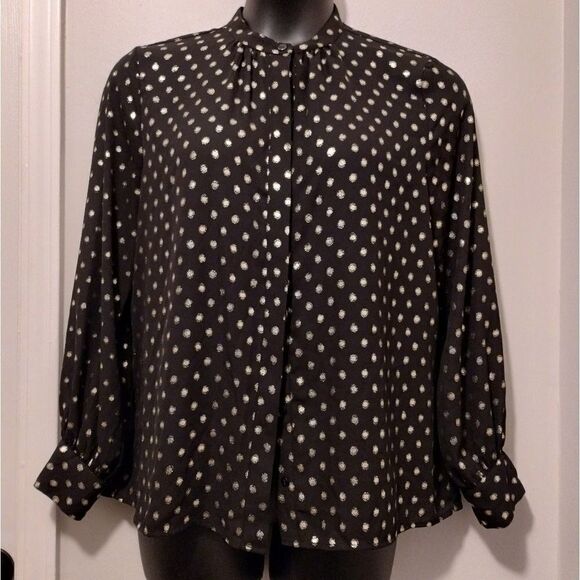 Worthington Black & Gold Long Sleeve Blouse - Picture 7 of 9